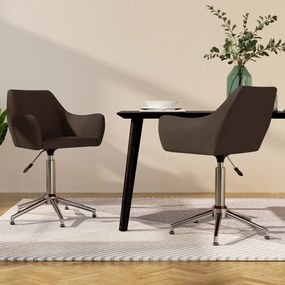 vidaXL Cadeiras de jantar giratórias 2 pcs tecido castanho