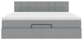Cama otomana com colchão 160x200 cm tecido cinzento claro