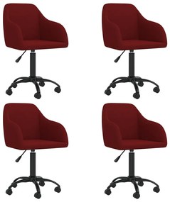 vidaXL Cadeiras de jantar giratórias 4 pcs veludo vermelho tinto
