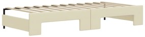 Sofá-cama com gavetão 90x200 cm couro artificial creme