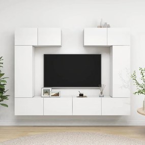 vidaXL 6 pcs conjunto de móveis de TV contraplacado branco brilhante