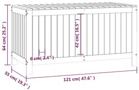 Caixa de arrumação jardim 121x55x64cm pinho maciço castanho-mel