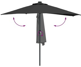 Guarda-sol de Jardim Preto 294 x 150 x 224 cm tecido