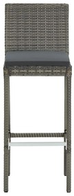 7 pcs conjunto de bar p/ jardim acácia maciça/vime PE cinzento