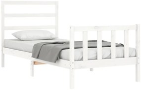 Cama sem colchão 90x200 cm madeira de pinho maciça branco