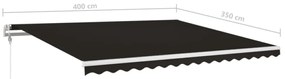 Toldo automático com LED e sensor de vento 400x350 cm antracite