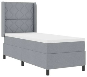 Cama com Estrado e Colchão Cinza Claro 90x190 cm em Tecido