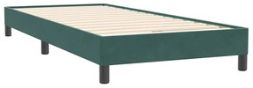 Cama com molas/colchão 90x220 cm veludo verde-escuro