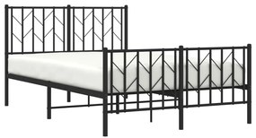 Estrutura de cama com cabeceira e pés 120x200 cm metal preto