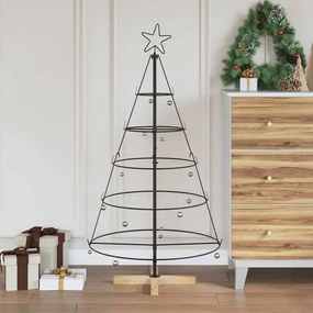vidaXL Árvore de Cone de Natal com suporte Preto 125 cm Aço