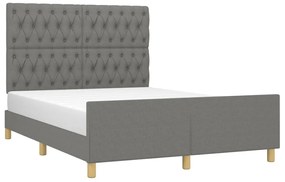 Estrutura de cama sem colchão 140x200 cm tecido cinzento-escuro