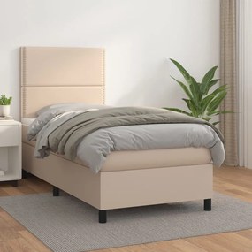 vidaXL Cama com molas/colchão 80x200 cm couro artificial cappuccino