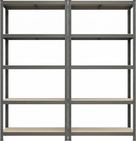 Conjunto de 2 estantes de armazenamento com 50 x 100 x 200 cm, cinzentas