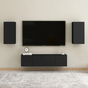vidaXL 4 pcs conjunto de móveis de TV derivados de madeira preto
