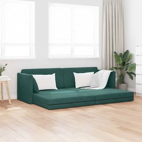 vidaXL Sofá Cama de Piso 2 em 1 Verde Escuro 213x144x60 cm Veludo