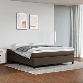 3121056 vidaXL Estrutura de cama com molas 160x200cm couro artificial castanho