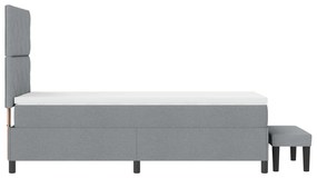 Cama Box com Colchão e Banco Cinza Claro 90x200 cm Tecido