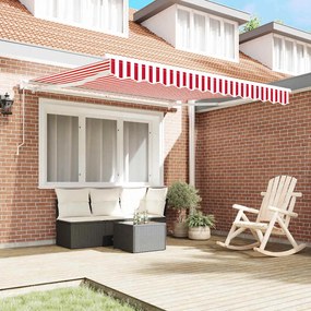 Toldo Retrátil Vermelho e branco 350 x 250 cm Vermelho e branco