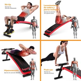 Banco ajustável exercicios de treino dobrável Banco para alongamentos para casa, ginásio, escritório Vermelho