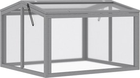 Outsunny Caixa de cultivo Estufa com cobertura de madeira e policarbonato resistente às intempéries Cinza claro 90 x 80 x 58 cm | Aosom Portugal