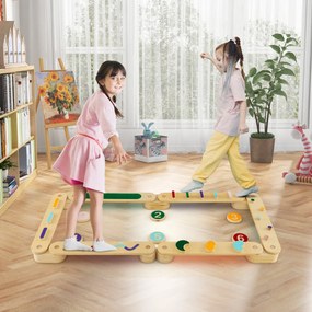 Conjunto de traves de equilíbrio Montessori com pedras para mais de 1 criança Traves de equilíbrio em madeira para coordenação e capacidades motoras