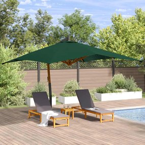 vidaXL Guarda-sol jardim cantilever c/ poste madeira 400x300 cm verde