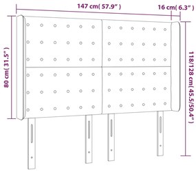 Cabeceira de cama c/ abas veludo 147x16x118/128 cm preto