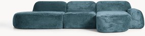 Sofá de canto modular em teddy-bouclé com chaise longue Wolke (4 lugares)