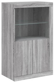 Aparador com luzes LED 202x37x100 cm cinzento sonoma