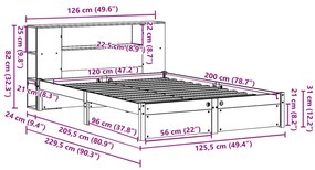 Cama com estante sem colchão 120x200 cm pinho maciço