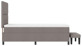 Cama Box Spring com Colchão &amp; Banco Taupe 100x200 cm Tecido