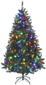 HOMCOM Árvore de Natal 180 cm Árvore Natalícia de Abeto com Luzes LED 9 Modos de Iluminação 802 Ramos com Neve Artificial Suporte Metálico Fácil de Montar Verde