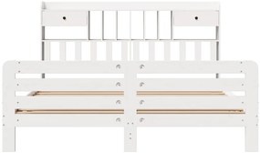 Cama com estante sem colchão 200x200 cm pinho maciço branco