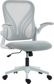 HOMCOM Cadeira de escritório ergonômica, cadeira de malha, encosto rebatível, braços rebatíveis, 73x62x101-111cm, cinza | Aosom Portugal