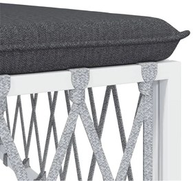 5 pcs conjunto lounge de jardim com almofadões aço branco