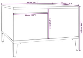 Mesa de centro 55x55x36,5 cm derivados de madeira cinza sonoma