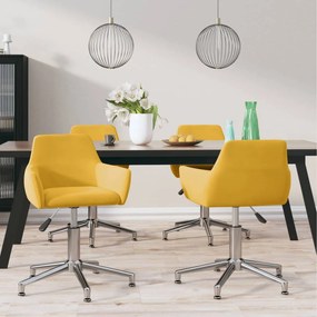 vidaXL Cadeiras de jantar giratórias 4 pcs veludo amarelo