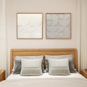 Decoração de Parede em Madeira 3D Conjunto de 2 Peças com 80 cm e Padrões Geométricos Branco