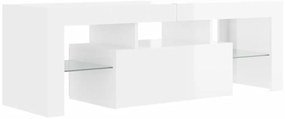 Móvel de TV com luzes LED 120x35x40 cm branco brilhante