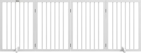 Barreira de segurança 206 x 35,5 x 76 cm modular e dobrável para animais de estimação com pé de apoio, madeira maciça, branca