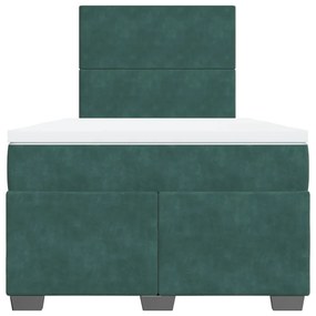 Cama boxspring com colchão 120x190 cm veludo verde-escuro