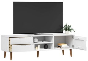 Móvel de TV Eva em Pinho Maciço - Branco - Design Escandinavo