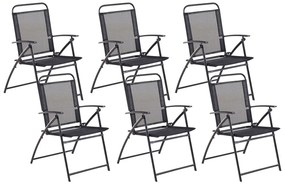 Conjunto de 6 cadeiras de jardim dobráveis em aço preto LIVO Beliani