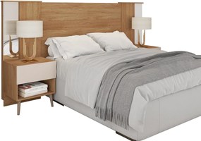Cabeceira de Cama LUCHIA – Extensível + 2 Mesas de Cabeceira  – MDP Bu