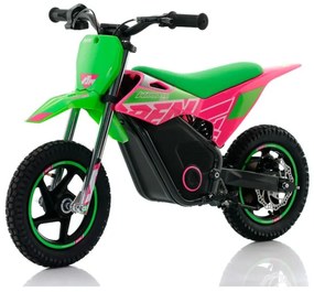 Mini moto eléctrica velocidade até 13 Km/h C/Limitador  RFN Warrior SX-E150 150W 12” Verde/Rosa