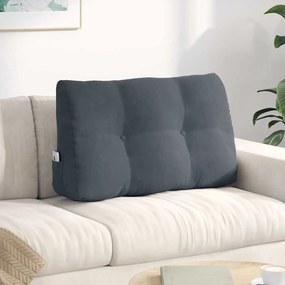 vidaXL Travesseiro para Costas Cinza Escuro 80 x 24 x 50 cm Veludo