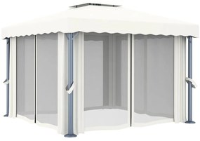 Gazebo com cortina 3x3 m alumínio branco nata