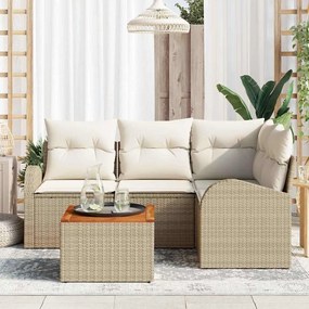 Conjunto de Sofá de Jardim 5 pcs Bege, branco Grande
