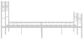 Estrutura de cama com cabeceira e pés 140x190 cm metal branco