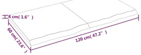 Bancada p/ WC 120x60x(2-4) cm madeira maciça tratada castanho